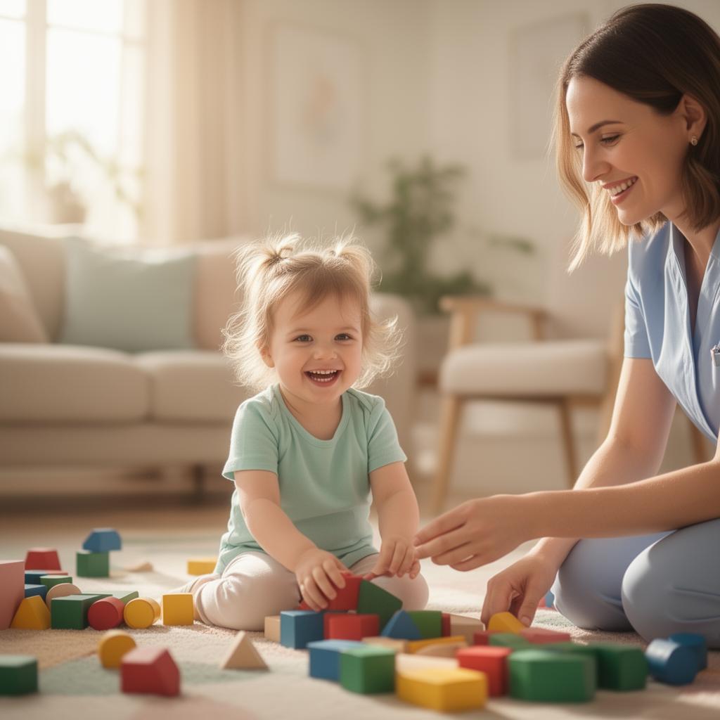 Therapist and child engaged in joyful play-based ABA therapy